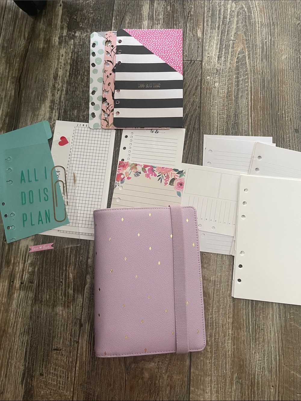 kikki.K Lilac personal size planner with Gold Diamond Accents